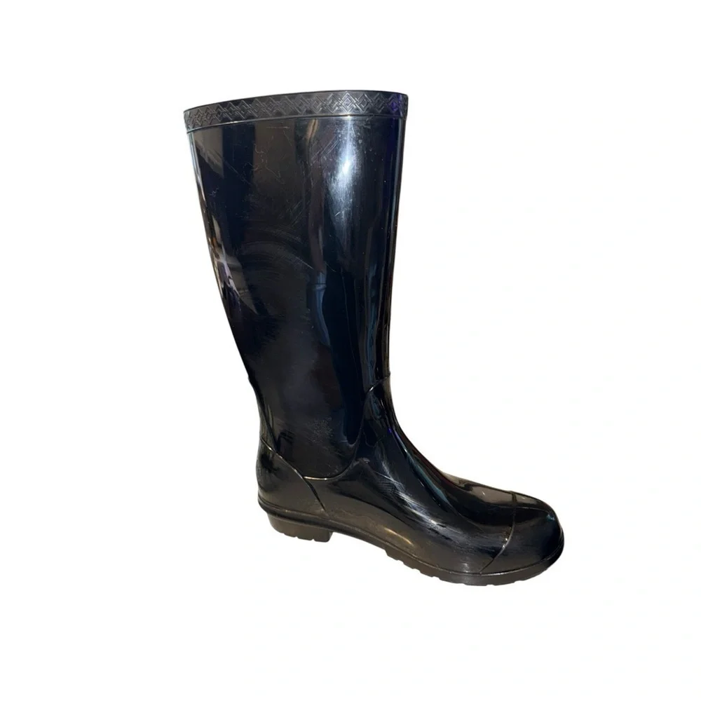 ▶️ UGG ◀️ Black Shaye Rain Boots Womens 7 - flaw
